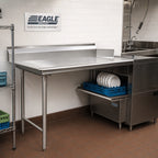 Thumbnail image #2 for Eagle Group CDTR-60-16/4-SL-X Straight Clean Dishtable, 60 x 30 x 43.5 Inch, Left-to-Right, 16/430 Stainless Steel Top, 8-Inch Backsplash