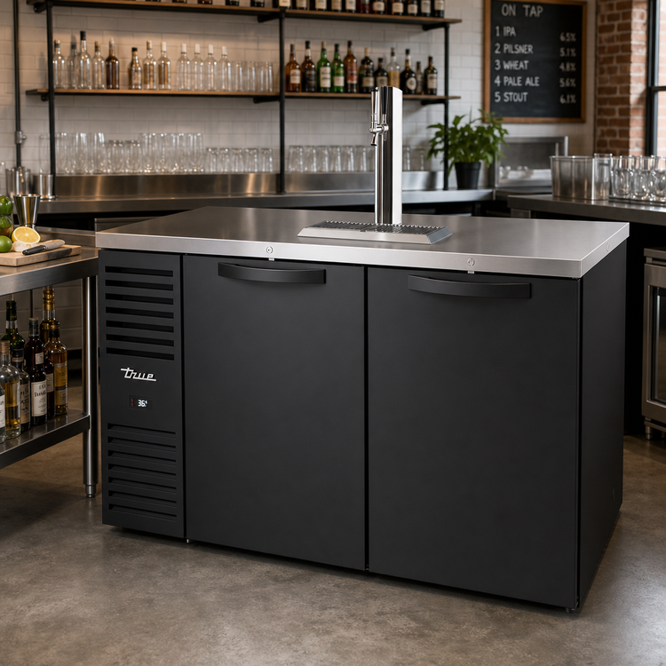 Product image #2 for True Premier Bar 60-Inch Pass-Thru Two-Section Refrigerated Draft Bar Cooler with Flat Top