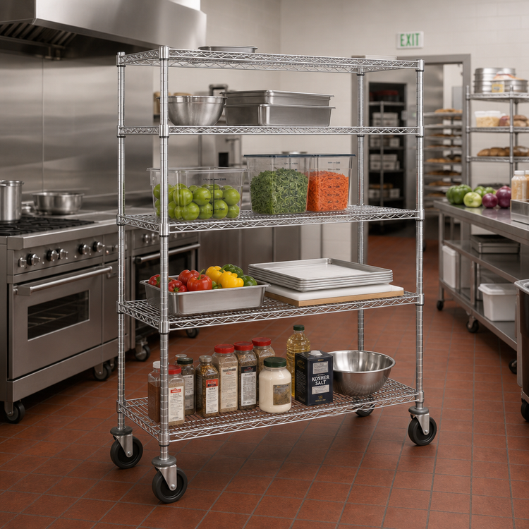 Product image #2 for Metro Super Erecta 4-Shelf Wire Stem Caster Cart, 48 x 24 x 69 Inches