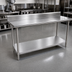 Thumbnail image #2 for Advance Tabco 72-Inch x 24-Inch Stainless Steel Work Table with 5-Inch Backsplash and Adjustable Undershelf