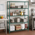 Thumbnail image #2 for Quantum WR86-2442P 4-Shelf Stationary Wire Shelving Starter Kit, 42"W x 24"D x 86"H, Green Epoxy Finish