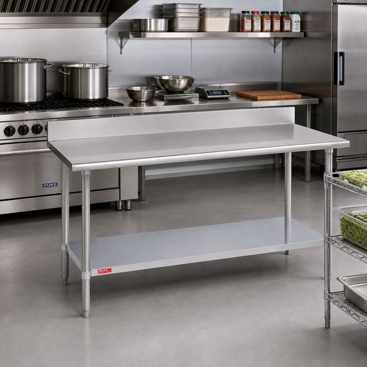 Product image #2 for Duke Deluxe 72 x 36-Inch Stainless Steel Work Table with 5-Inch Riser and Galvanized Undershelf