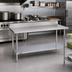Thumbnail image #2 for Duke Deluxe 72 x 36-Inch Stainless Steel Work Table with 5-Inch Riser and Galvanized Undershelf