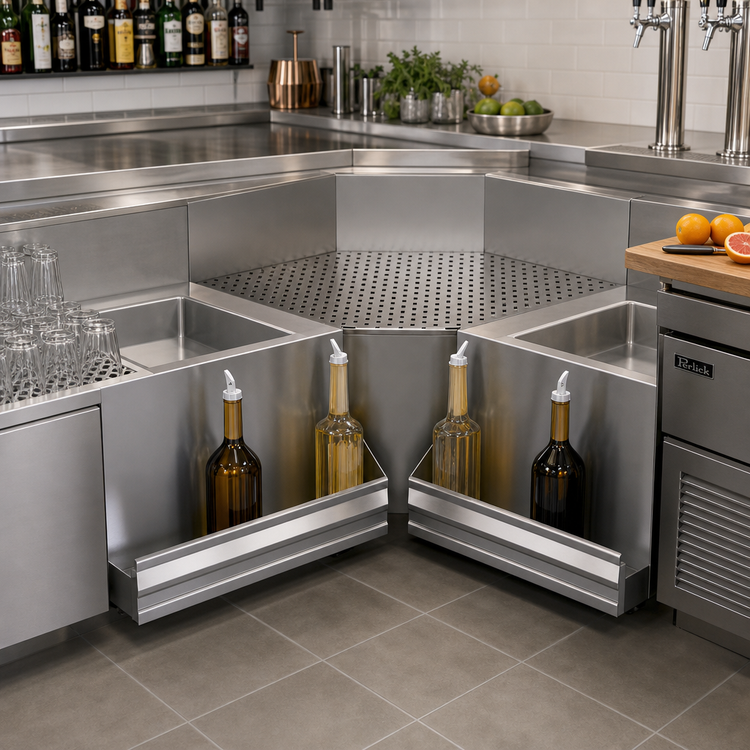 Product image #2 for Advance Tabco Prestige 20-Inch 90° Inside Corner Underbar Filler with Perforated Drainboard Top