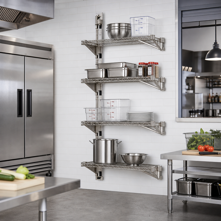 Product image #2 for Eagle Adjustable Post Wire Wall Mount Prepackaged Mid Unit for 18-Inch Shelves, 63-Inch Post, Stainless Steel