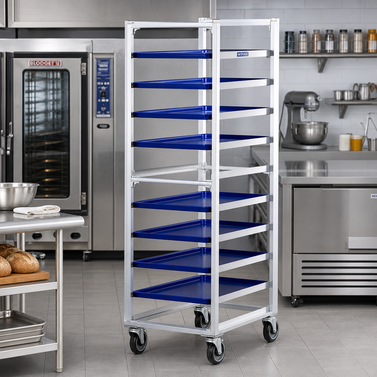 Product image #2 for New Age Mobile Full-Height Aluminum Bun Pan Rack, 10-Pan Capacity, End Loading