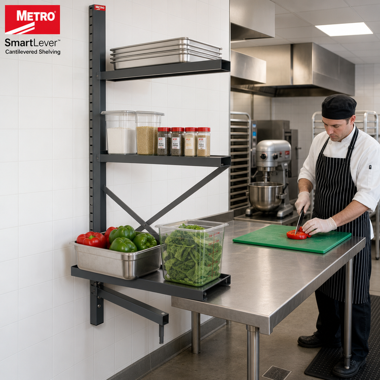 Product image #2 for Metro SmartLever Cantilevered Shelving Add-On Kit for 60"W x 24"D Shelves