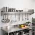Thumbnail image #2 for Eagle Group Wall-Mount Stainless Steel Pot Rack Wall Shelf with Removable Hooks, 144 Inch W x 10 Inch D