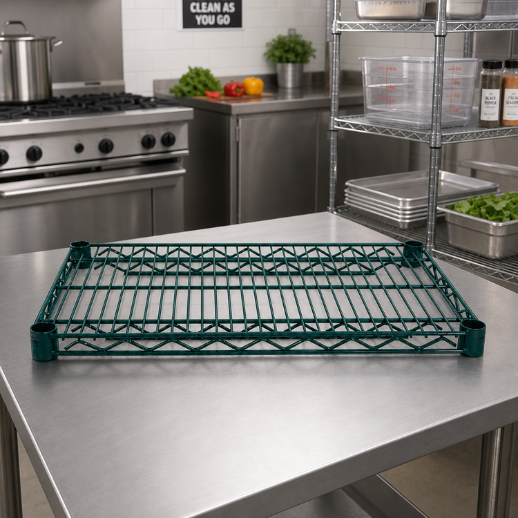 Product image #3 for Advance Tabco Special Value Heavy-Duty Wire Shelf, 36 x 24 Inches, Green Epoxy Coated