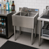 Thumbnail image #2 for BK Resources Slim-Line 2-Compartment Underbar Sink with Faucet, 24 Inch W x 18-1/4 Inch D x 32-1/2 Inch H, 304 Stainless Steel