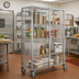 Thumbnail image #2 for Metro Super Erecta qwikSLOT Mobile Chrome-Plated Wire Security Cage, 52-3/4 x 27-1/4 x 68-1/2 Inches
