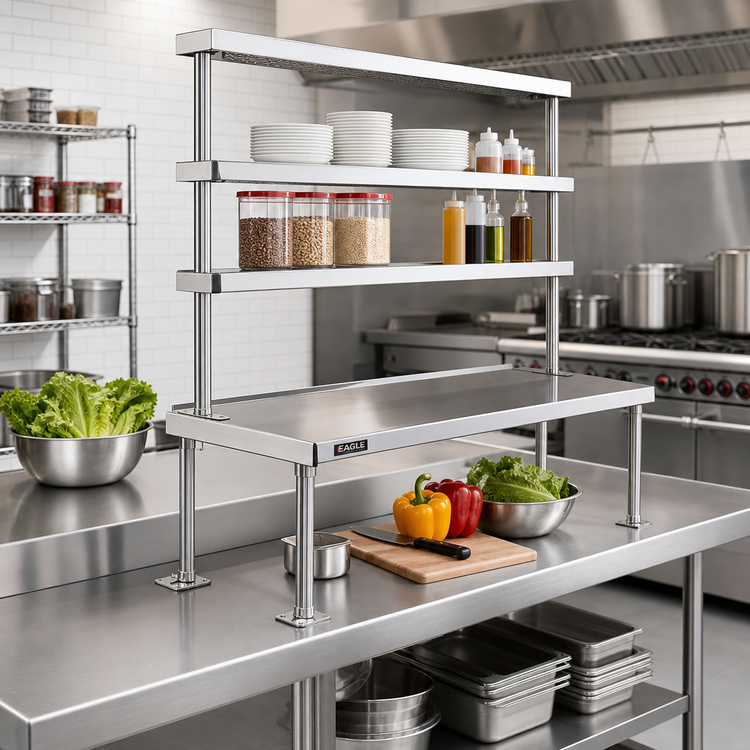 Product image #2 for Eagle Group Flex-Master 18-Inch Table-Mount Overshelf Post with Mounting Plate, Chrome Finish