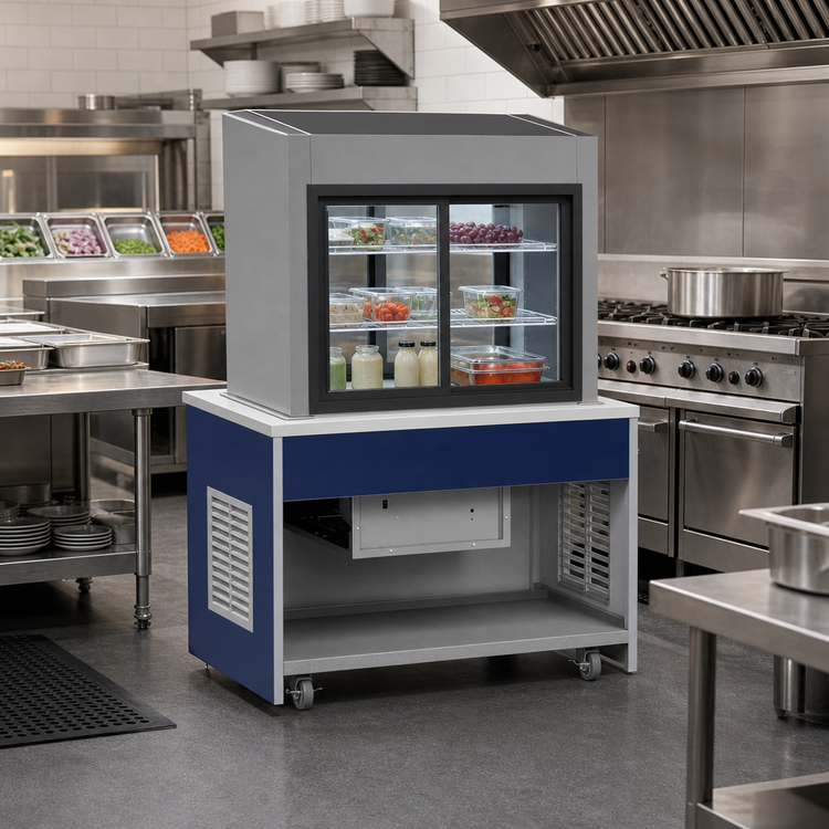 Product image #2 for Atlas Metal INFPT-3 Mobile Cold Food Pass-Through Unit with Refrigerated Display Case