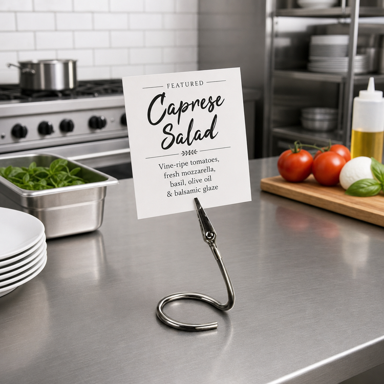 Product image #2 for American Metalcraft 4-Inch Stainless Steel Alligator Clip Menu Card Holder with C-Base