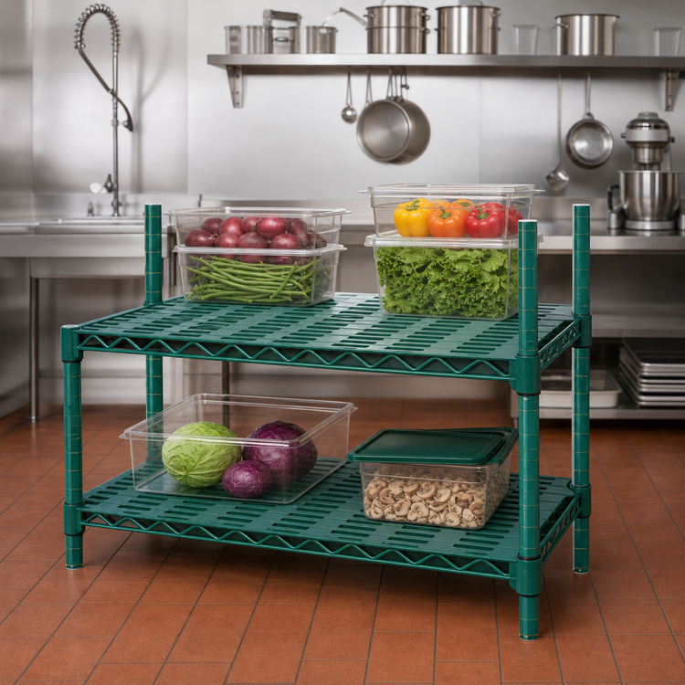 Product image #2 for QuadPlus 60 x 21 Inch Louvered Green Polymer Shelf Mat with Wire Frame