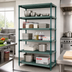 Thumbnail image #2 for Quantum 5-Tier Stationary Wire Shelving Unit with Plastic Mats and Green Epoxy Coating