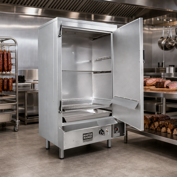 Product image #2 for MasterRange 24-Inch Propane Gas Smokehouse with Left-Hinged Door and Stainless Steel Front/Sides