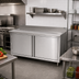 Thumbnail image #2 for John Boos 72-Inch x 24-Inch Stainless Steel Enclosed Base Work Table with Hinged Doors and 5-Inch Backsplash