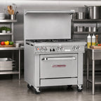 Thumbnail image #2 for Southbend (Middleby) Ultimate 4365C 36-Inch Gas Restaurant Range, 5 Open Burners, Cabinet Base, Stainless Steel Hi-Shelf
