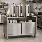 Thumbnail image #2 for Eagle Group Spec-Master US3OB 48-Inch Stainless Steel Beverage Urn Stand with Enclosed Base, Open Shelf and Drain Trough