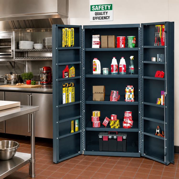 Product image #2 for Quantum Heavy-Duty 36-Inch Underbar Storage Cabinet with 4 Adjustable Interior Shelves and 12 Door Shelves