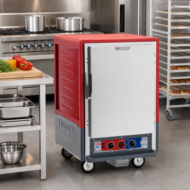 Product image #2 for Metro C5 3 Series Half-Height Heated Holding and Proofing Cabinet with Moisture Control, Solid Door, Universal Wire Slides, Mobile