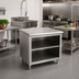 Thumbnail image #2 for Advance Tabco 36-Inch x 30-Inch Work Table with Open Front Cabinet Base, Mid-Shelf, and 14-Gauge 304 Stainless Steel Top
