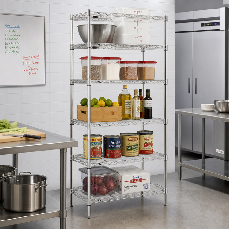Product image #2 for Eagle Group 5-Tier Stationary Starter Wire Shelving Unit, 24 x 21 x 86 Inches, Stainless Steel Finish