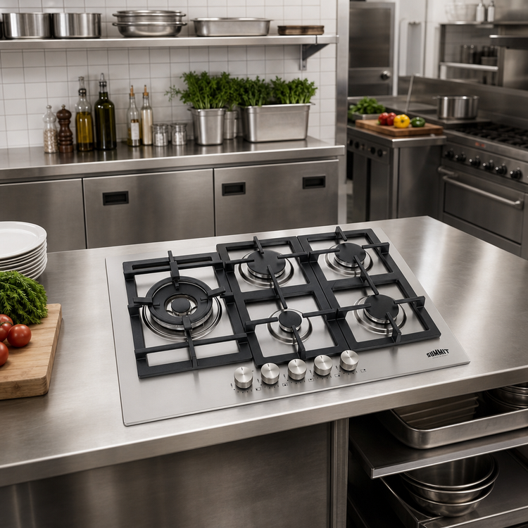 Product image #3 for Summit Commercial 29-1/2-Inch 5-Burner Gas Cooktop with Cast Iron Grates and 304 Stainless Steel Surface