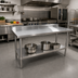 Thumbnail image #2 for Sapphire 60 Inch x 24 Inch Stainless Steel Work Table with Beveled Square Edge, 5 Inch Backsplash, and Undershelf