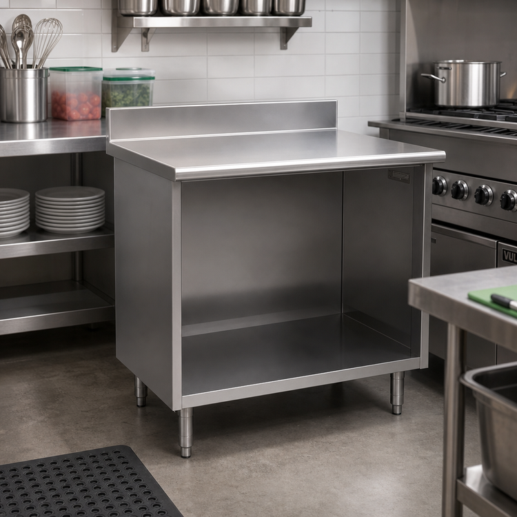 Product image #2 for Eagle Spec-Master Open Front Stainless Steel Work Table with 4-1/2-Inch Backsplash, 36 x 30 Inches