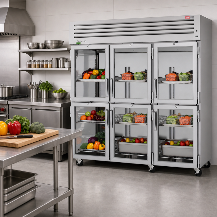 Product image #2 for Turbo Air PRO Series Three-Section Glass Half-Door Reach-In Refrigerator, 75.2 Cu. Ft.