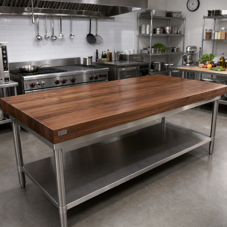 Product image #2 for John Boos Boos Block American Black Walnut Full-Length Edge Grain Kitchen Countertop, Flat No-Backsplash, 96 x 38 x 3 Inches