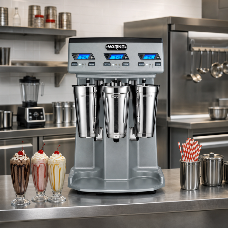Product image #2 for Waring Commercial Heavy-Duty Triple Spindle Countertop Drink Mixer with 3 Independent 1 HP Motors