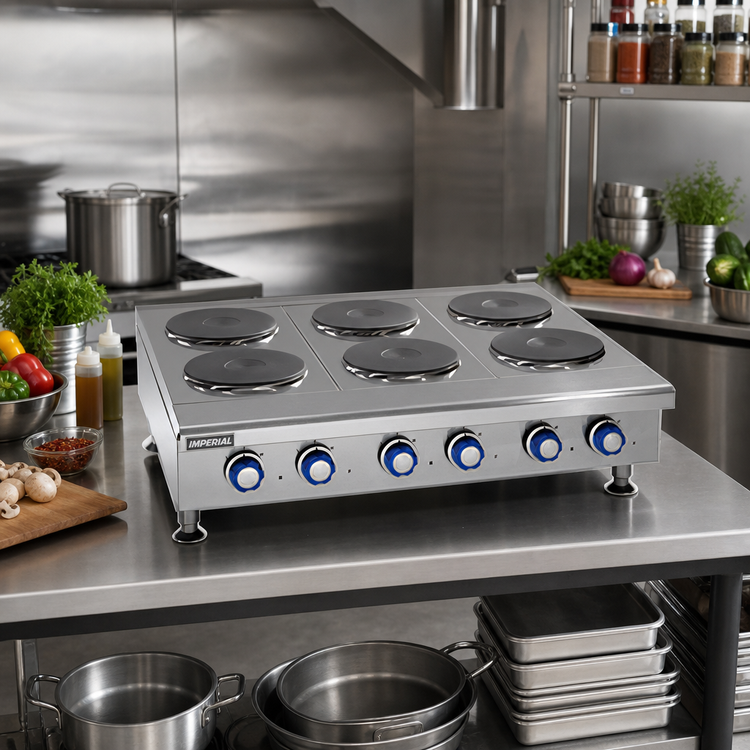 Product image #2 for Imperial 48-Inch Electric Countertop Hotplate with 4 Round Plate Elements and Solid Top