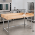 Thumbnail image #2 for John Boos Baker's Top Work Table with Northern Hard Rock Maple Top, Stainless Steel Base, and 4-Inch Coved Riser, 96 x 24 Inches