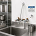 Thumbnail image #2 for T&S Brass B-0699-ST 8-Inch Wall Mount Concealed Bypass Mixing Valve Service Sink Fitting with Vacuum Breaker Nozzle and Pail Hook