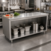 Thumbnail image #2 for Advance Tabco 96-Inch x 24-Inch 14-Gauge 304 Stainless Steel Work Table with Open Front Cabinet Base