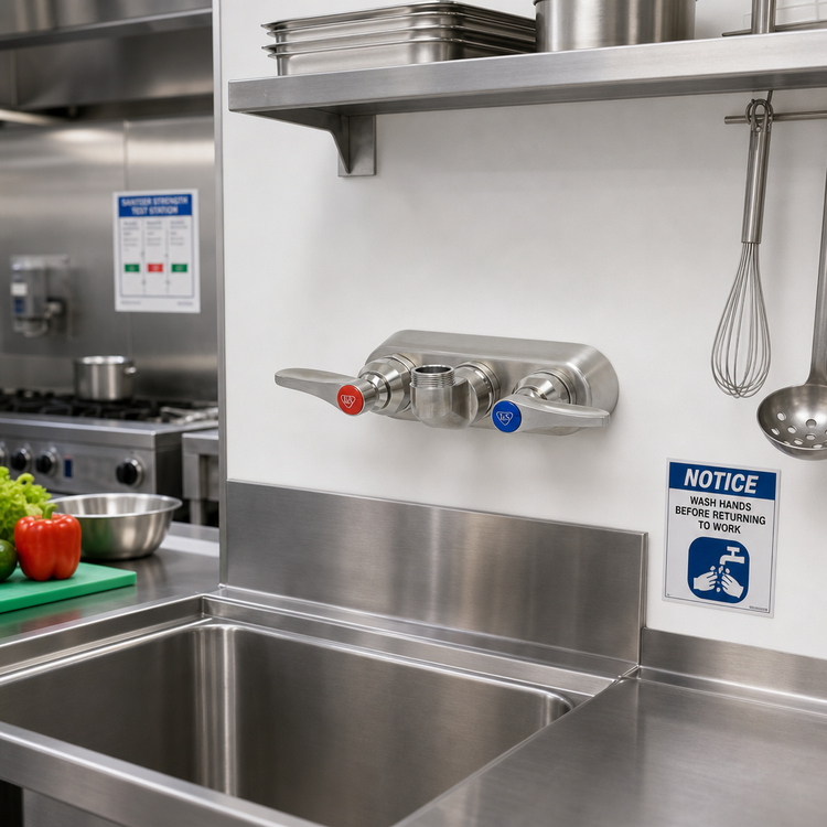 Product image #2 for Stainless Steel 4-Inch Wall Mount Workboard Mixing Faucet, Less Nozzle