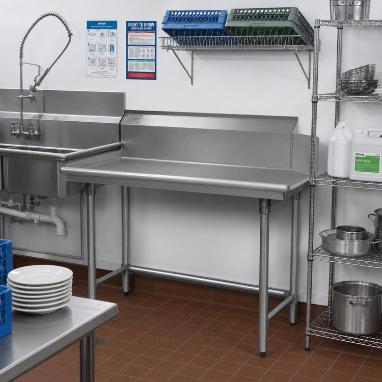 Product image #2 for Eagle Group BlendPort® Straight Clean Dishtable, 96 Inch, Right-to-Left, 10 Inch Backsplash, Stainless Steel
