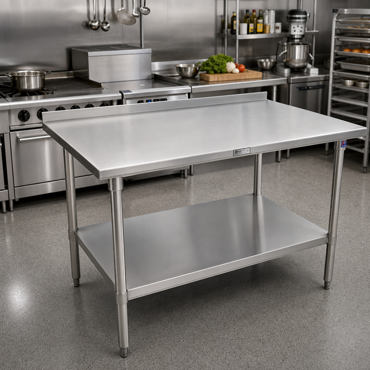 Product image #2 for John Boos Stallion 60 Inch W x 36 Inch D Stainless Steel Work Table with 1-1/2 Inch Rear Up-Turn and Undershelf
