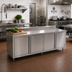 Thumbnail image #2 for John Boos Enclosed Cabinet Base Work Table with Hinged Doors, 120 x 36 Inches, 14-Gauge 300 Series Stainless Steel Top, 5-Inch Backsplash