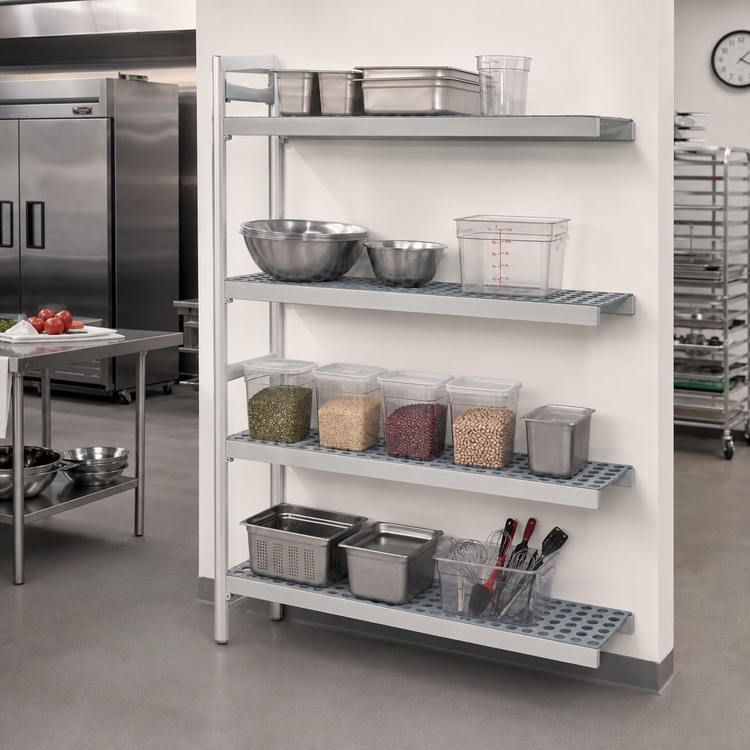 Product image #2 for Fermostock 4-Tier Polymer Shelving Unit Expansion Kit, 35W x 14D x 71H, Gray