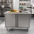 Thumbnail image #2 for Eagle Group Spec-Master CBH3072SE 72"W x 30"D Stainless Steel Enclosed Work Table with Hinged Doors and 14-Gauge Rolled-Edge Top