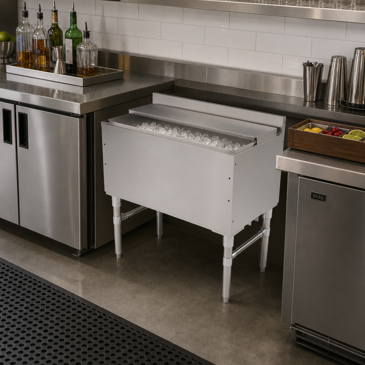 Product image #2 for John Boos Slim-Line 30-Inch Underbar Ice Bin/Cocktail Unit with 7-Circuit Cold Plate