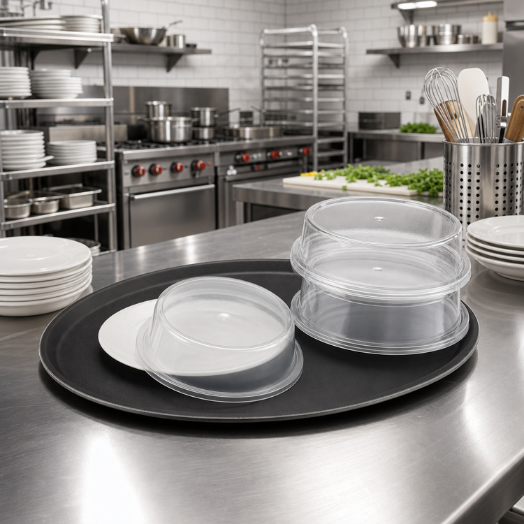 Product image #2 for Vollrath Safe-Stack® Clear Polycarbonate Round Plate Cover for 10-1/2" to 10-5/8" Plates