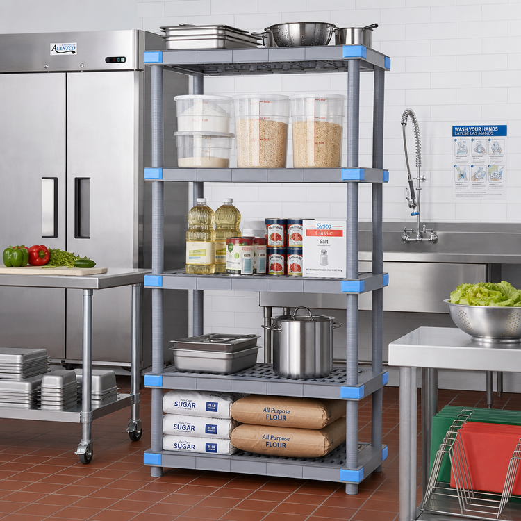 Product image #2 for Millenia 5-Shelf Gray Polymer Stationary Starter Shelving Unit, 30W x 18D x 74H