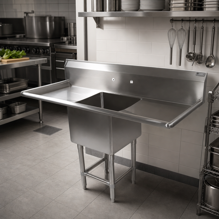Product image #2 for John Boos Pro-Bowl Commercial 1-Compartment Sink with Left and Right Drainboards, 24 x 24 x 12 Bowl