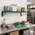 Thumbnail image #2 for Quantum WDWB1860P Wall-Mount Cantilever Wire Shelf Kit, 60 x 18 Inches, Green Epoxy Antimicrobial Finish