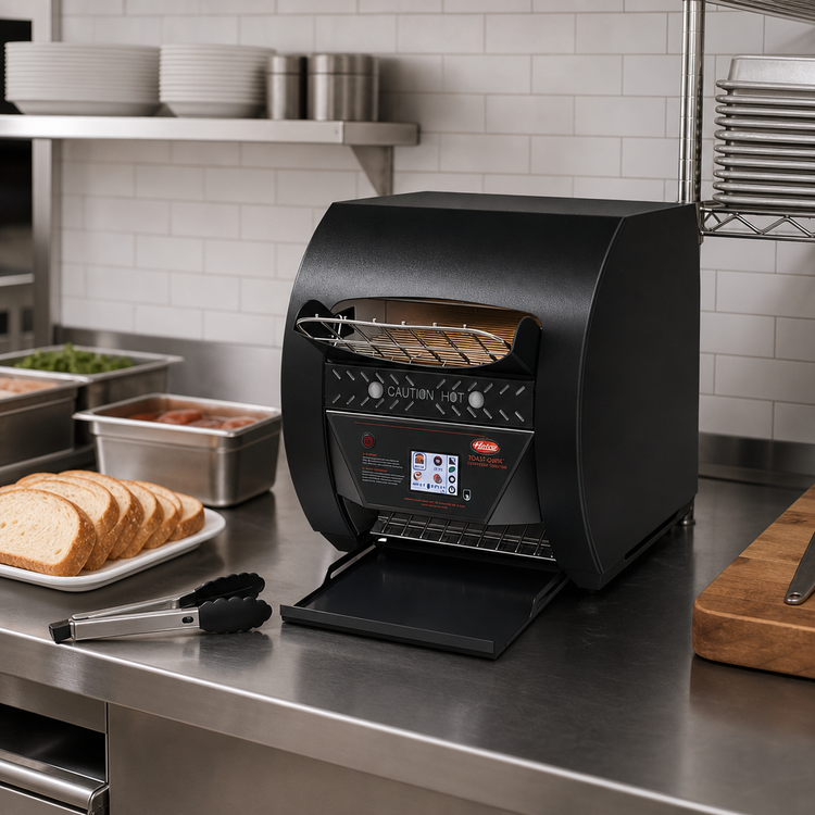 Product image #2 for Hatco Toast-Qwik Countertop Horizontal Conveyor Toaster with Touchscreen Controls, 12 Recipes, 240V, Designer Black